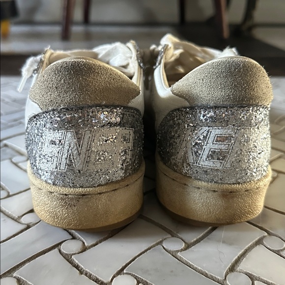 Rare! Golden Goose Women's Glitter Silver and White Sneakers - ball star size 38 - Picture 6 of 7